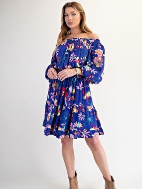 Easel Floral Off Shoulder Mini Dress NWT Smocked Boho